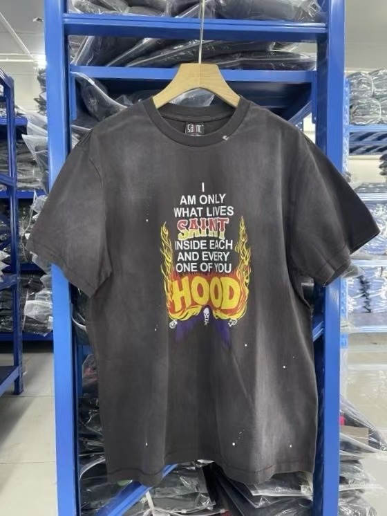 高品質 SAINT MICHAEL ICON ウォッシュ加工 オールド半袖 アメカジ レトロ プリント カップル Tシャツ 男女兼用|undefined