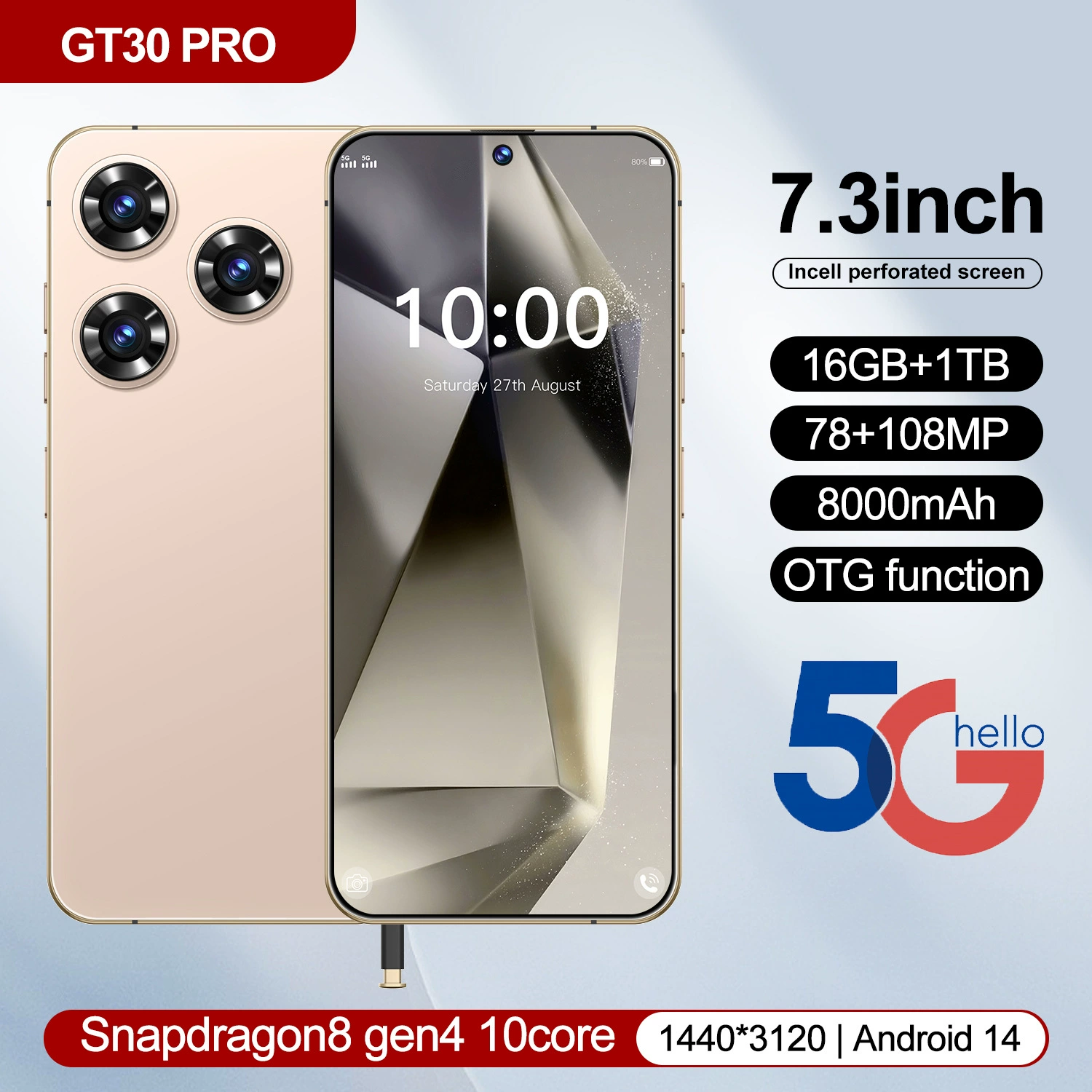 Кросс-борт GT30 PRO смартфон 16+1T Android телефон источник завода Смартфон (горячая модель)