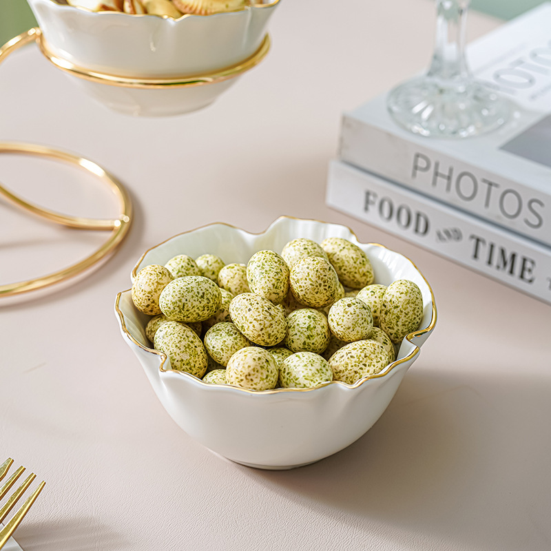 Plato de fruta de cerámica multicapa hogar sala de estar mesa de café creativo merienda plato de fruta seca de lujo ligero decoración de mesa de postre
