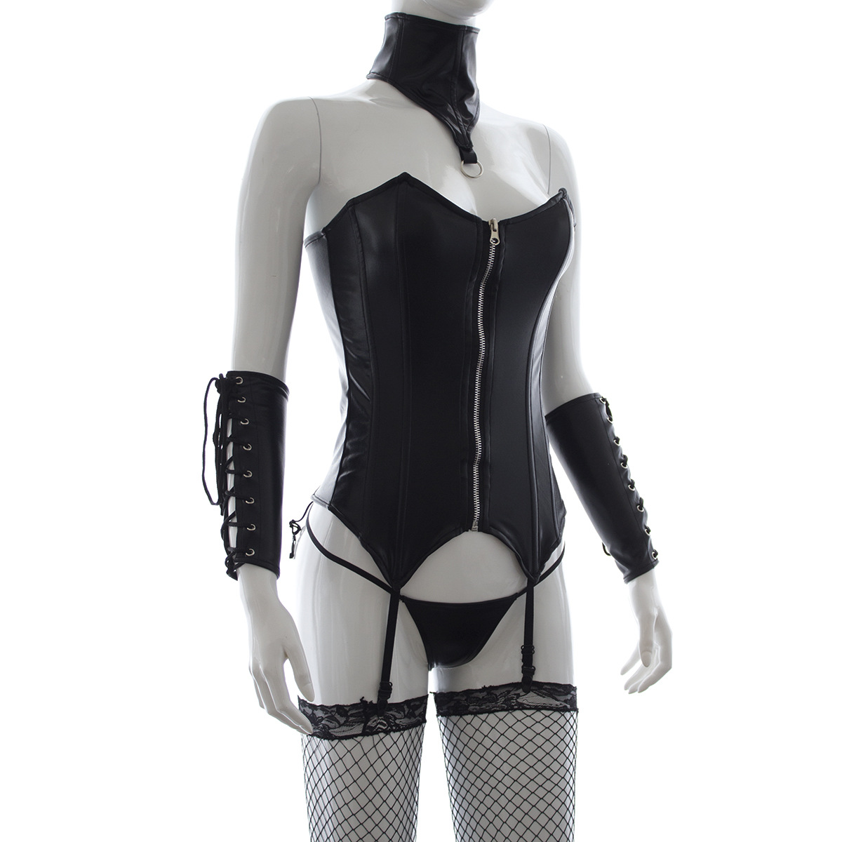 Sexy productos adultos del sexo sexy corsé de cuero ropa interior de charol pijamas medias pegamento reina pu guantes