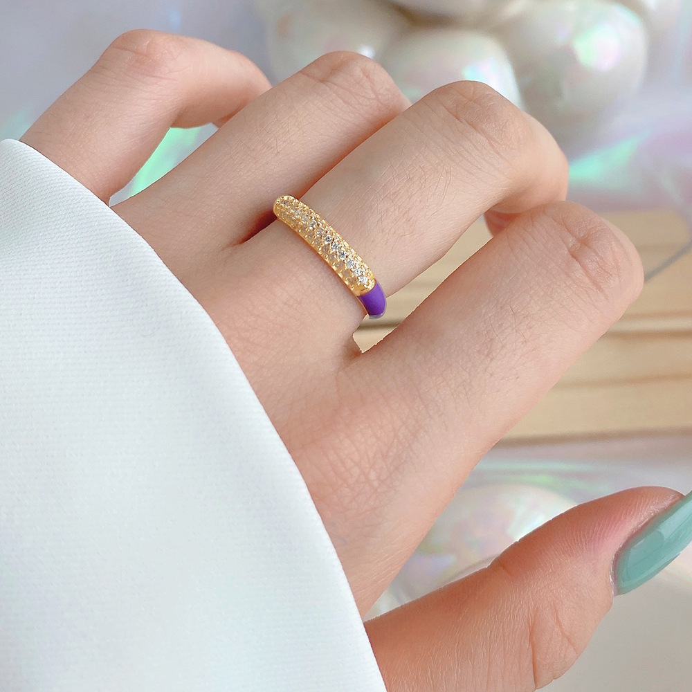 Fashion Geometric Sterling Silver Inlay Zircon Open Ring 1 Piece