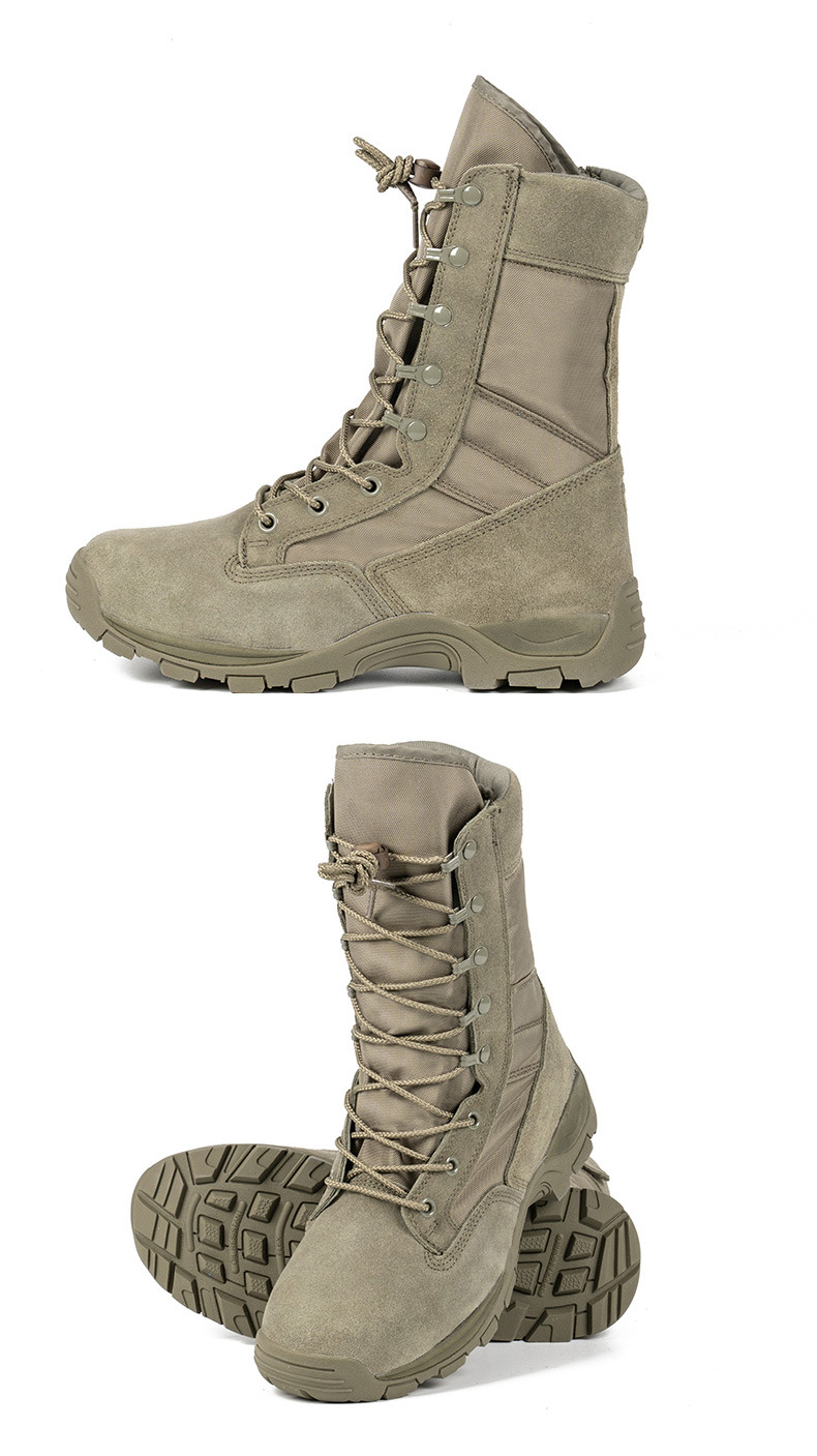 High-top combat boots Green desert boots Brown boots Light combat boots Training boots_voghion.com