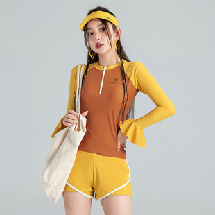 2023 new diving suit women's two-piece swimsuit women's conservative slimming long sleeve sun protection quick-drying women's sports swimsuit