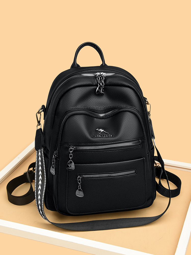 Textura transfronteriza mochila de cuero suave, mochila de mujer, 2026 nueva moda, ocio, moda, mochila multipropósito.