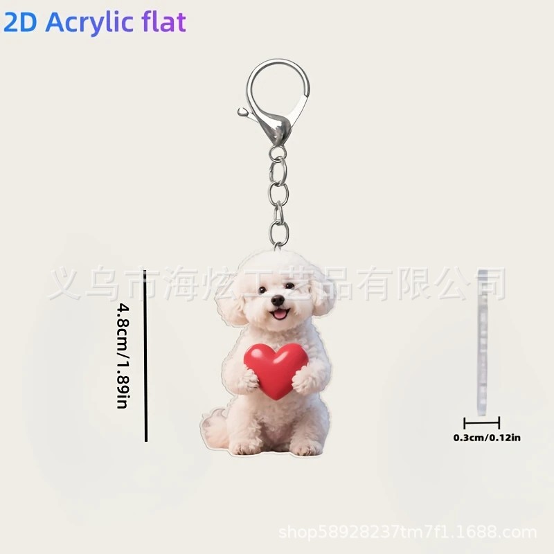Transfronterizo Xinping San Valentín amor lindo bichón llavero plano acrílico colgante mochila colgante decoración colgante