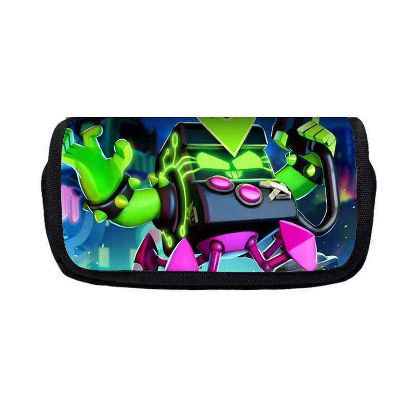 Nuevo salvaje bolsas de lápiz de estudiantes de gran capacidad caja de papelería personaje creativo de niños caja de lápiz doble lote transfronterizo