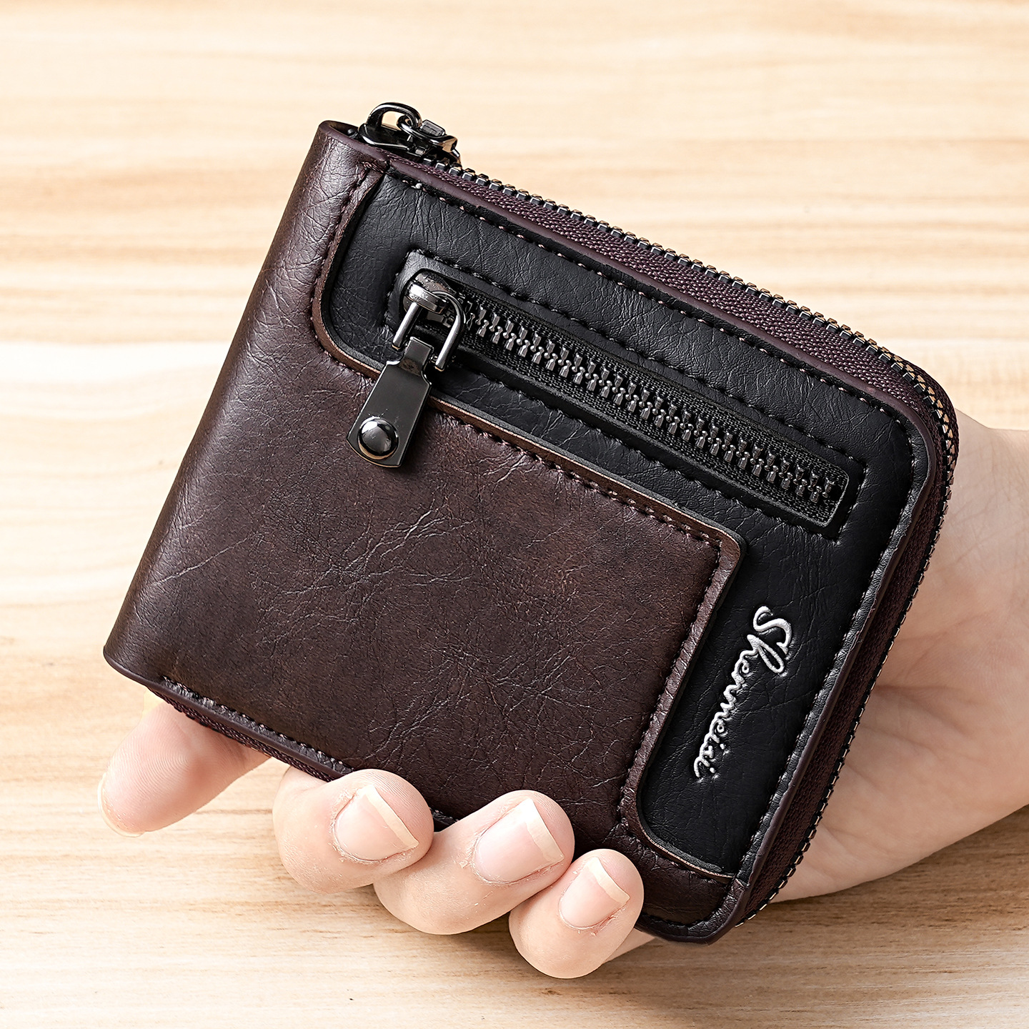 2026 Men's Short Wallet European and American Retro Casual Leather Wallet Youth Multifunctional 80% off Zipper Coin Purse Wholesale