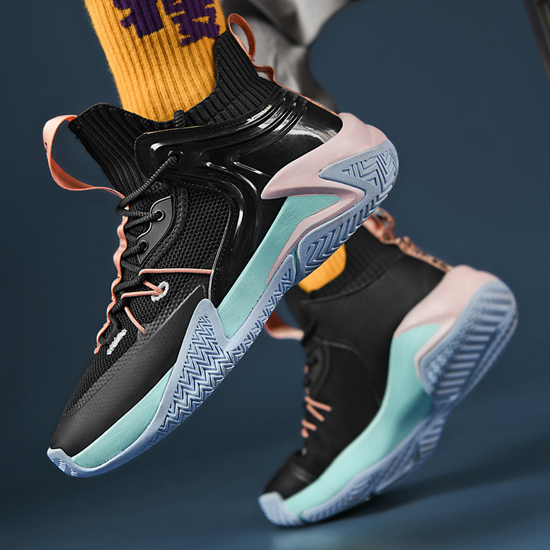 Scarpe da basket ad anello alto da uomo, sneakers traspiranti in mesh, calzini alti e comodi, scarpe da ginnastica da uomo di grandi dimensioni_voghion.com