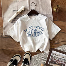 日韩欧美跨境短袖t恤女夏季2025新款卡通印花洋气设计感宽松上衣