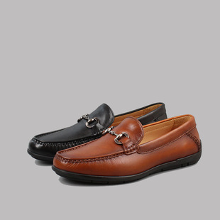 Men's Loafers Genuine Leather Shoes Versatile Business Retro Soft Sole Slip-On Casual Loafers Breathable Men's Shoes Cowhide