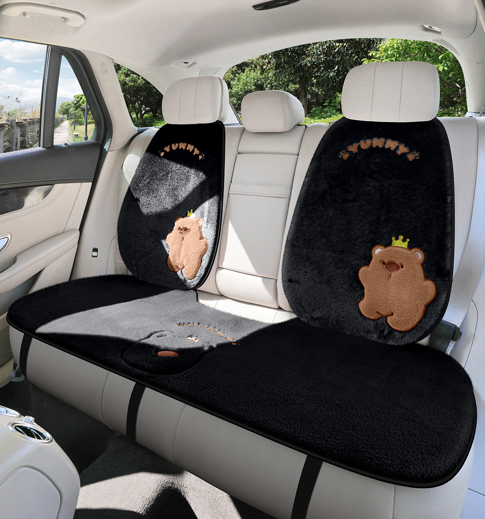 Car Seat Cushion Winter Universal Cartoon Seat Pad Half-Cover Cushion Simple Car Mat Rear Seat Cute Plush Cushion