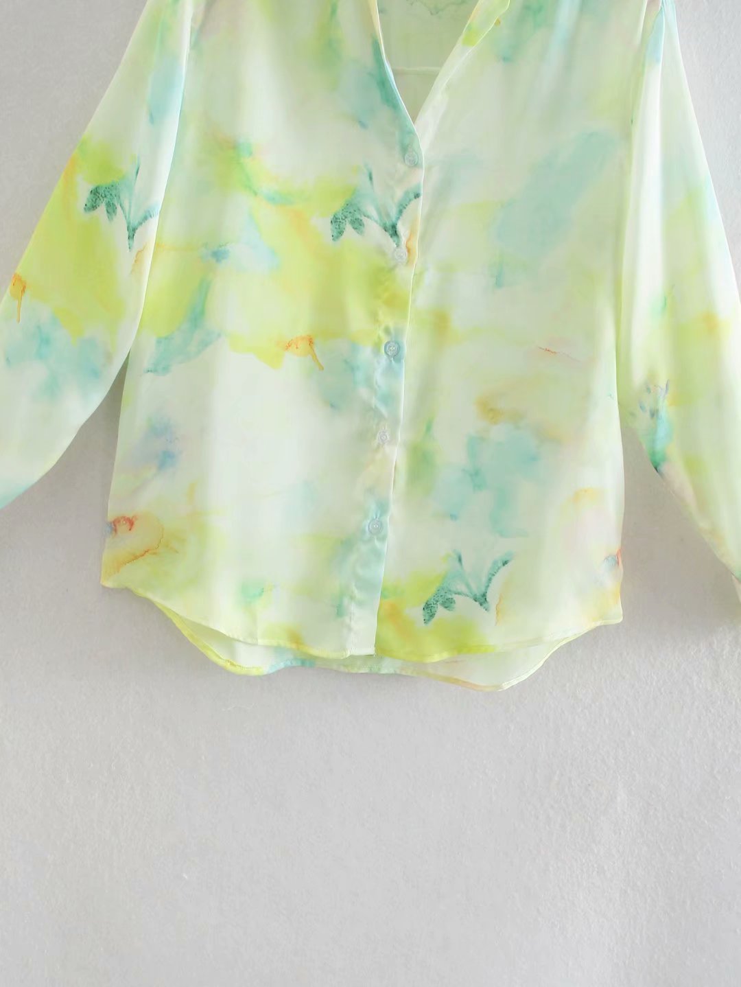 spring tie-dye draped lapel blouse  NSAM38024