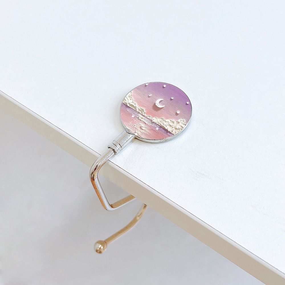 Pintura al óleo nebulosa luna mar mochila de estudiantes gancho de escritorio de escritorio desmontable gancho de escritorio antideslizante