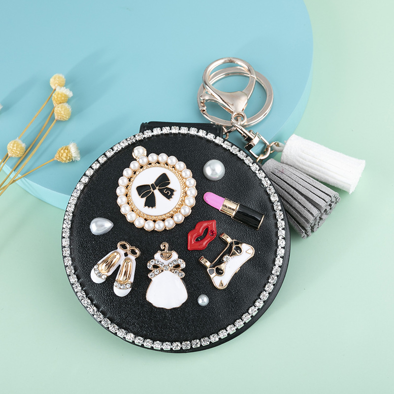 105g Weight Mirror Makeup Tools Types 1 Piece Quantity Pu Leather, Glass Material Geometric Pattern Elegant, Cute, Lady Style Elegant Cute Lady Geometric Pu Leather Glass Mirror 1 Piece 无
