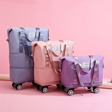 旅行包 双肩包带滚轮女短途手提大容量轻便待产收纳出差行李袋子