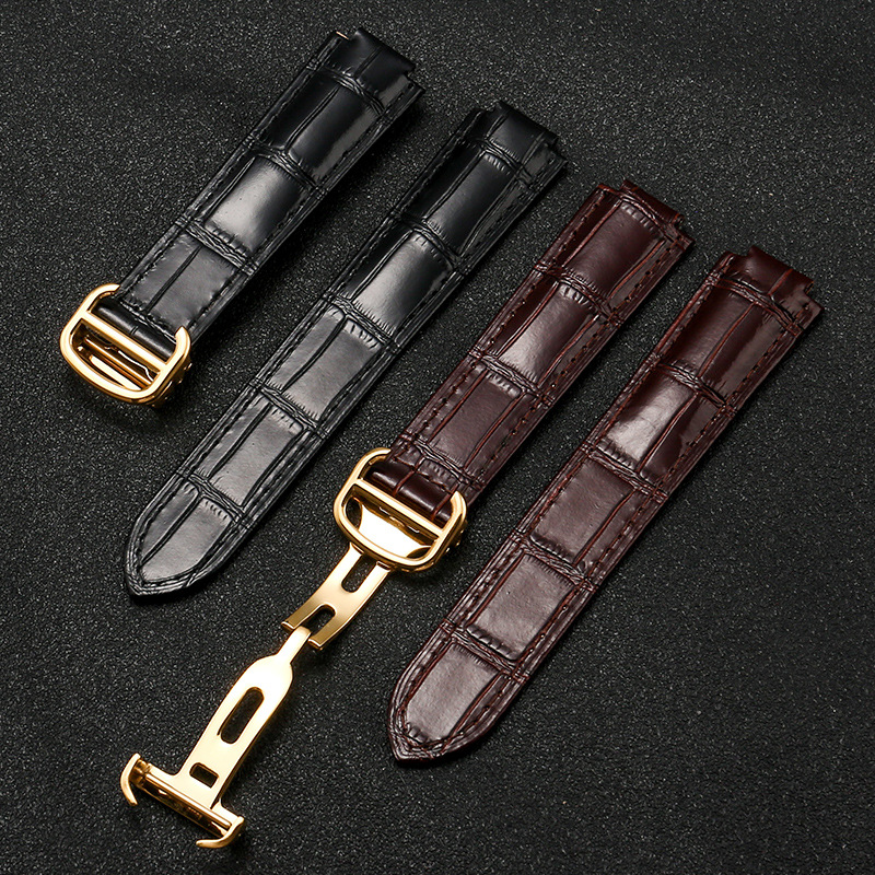 Suitable for Blue Balloon Strap Genuine Leather Men's and Women's Cardboard Mute Convex Cowhide Bracelet Accessories Watch Strap