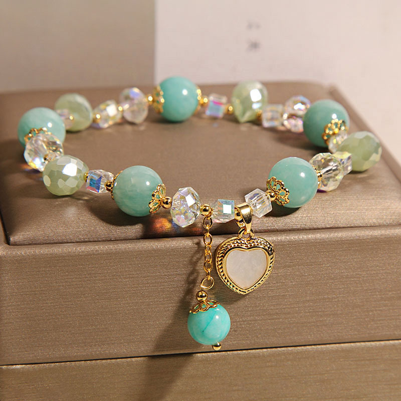 Pulsera de cristal de piedra Tianhe para mujer nuevo estilo ins ligero lujo nicho exquisito amor pulsera moda novia joyería de mano