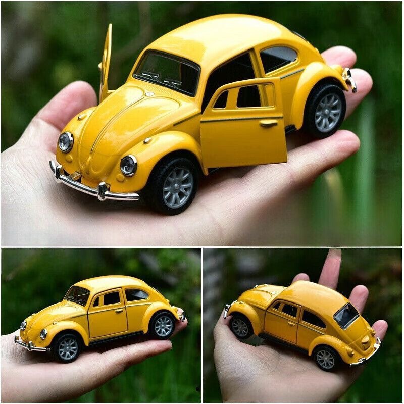 Children's Alloy Toy Car Yellow Retro Beetle Boy Volkswagen Car Model Artificial Ornaments Pull-Back Car