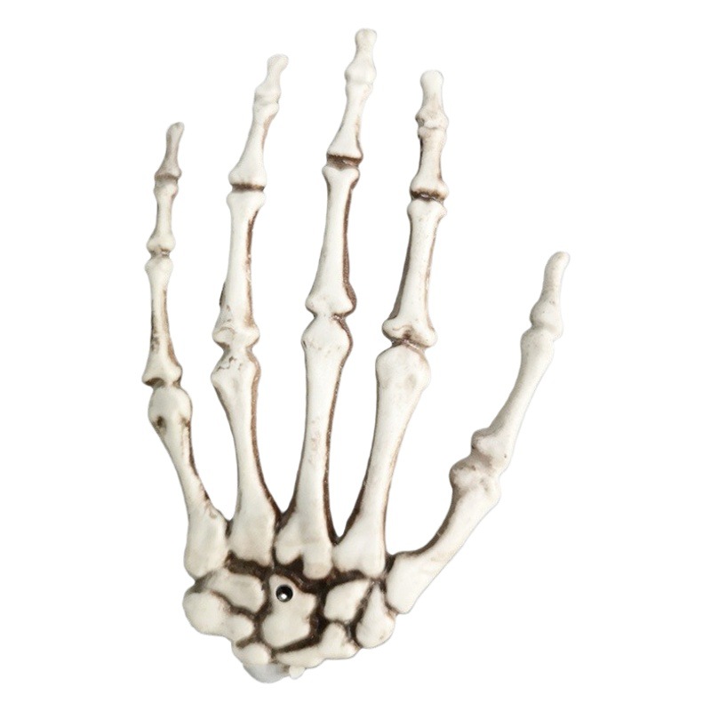 Adornos de terror con garra de calavera para Halloween, accesorios de decoración de huesos de mano fantasma de plástico, colgante de juguete, garra de mano al por mayor
