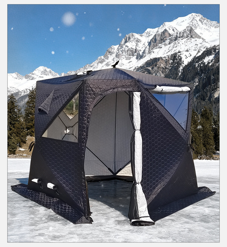 Winter Sauna Tent Tpu Large Window Pentagonal Winter Fishing Tent Cold-Proof Camping Tent Thickened Warm Ice Fishing Tent