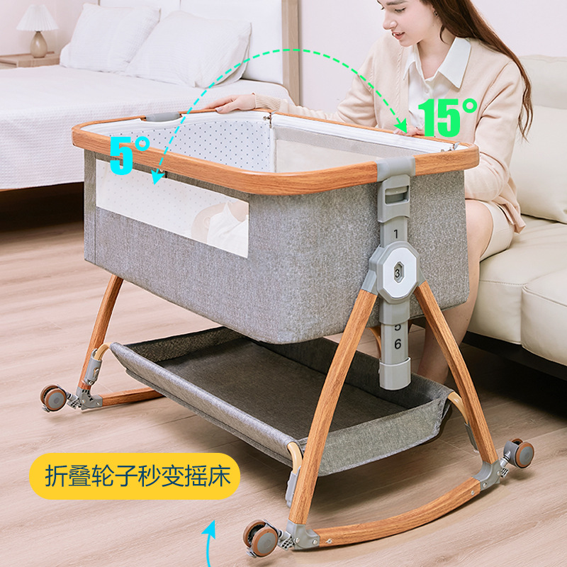 Cuna de bebé recién nacido cama costura Cama grande Baby Shaker BB cama de los niños cuna cama multifuncional móvil plegable