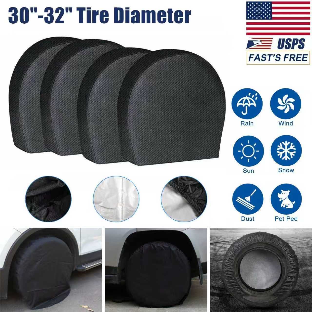 Cross-Border Amazon Car Tire Protective Cover Spare Tire Sun Protection Dust Cover 4-Piece Set Wheel Cover