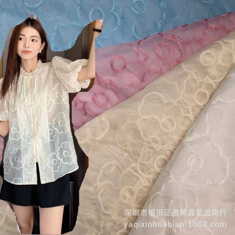 新品棉布棉线9088刺绣面料蕾丝棉纱棉线刺绣面料时尚面料