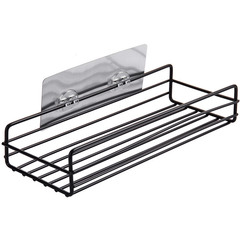 Iron Bathroom Shower Caddy Wall-Mounted Shower Gel Storage Rack without Drilling Toothbrush Holder