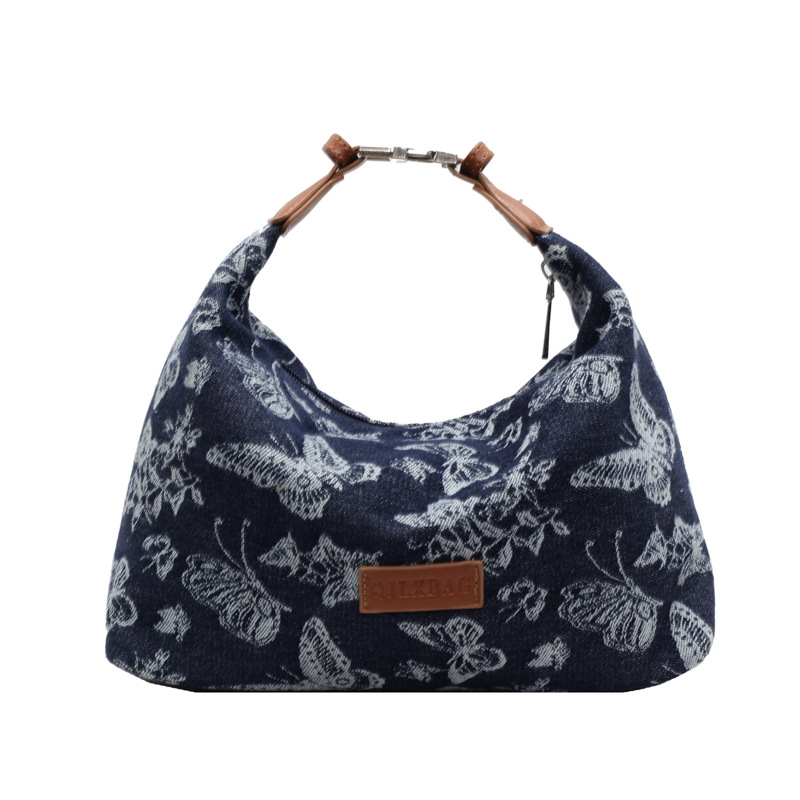 2024 nuevo bolso de viaje de mezclilla casual de gran capacidad con estampado de todo fósforo para mujer bolso de axila de un solo hombro