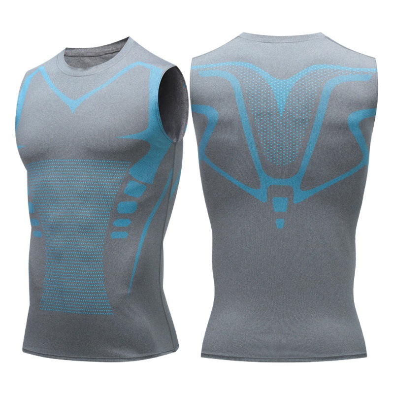 Tight vest Men's Fitness clothes sports running basketball football training quick-drying clothes men's high elastic fitness vest