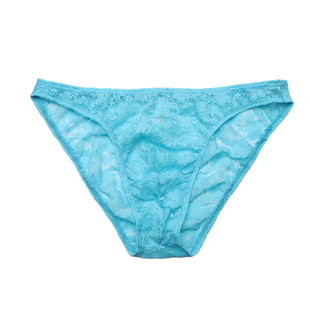 Sexy Men's transparent lace underwear solid color low waist European and American sexy briefs men's solid color breathable T pants men