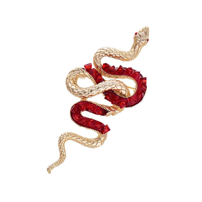 Spilla retrò portafortuna in stile cinese, colore rosso, accessorio unisex di alta gamma, spilla per abito, segno zodiacale del serpente, regalo per l'anno di nascita._voghion.com