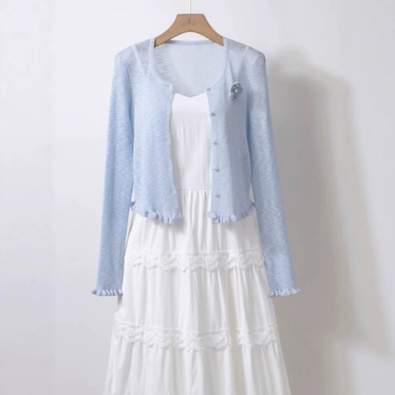 Super fairy-like cardigan paired with a suspender skirt, knitted jacket for women, new summer fashion sun protection clothing, air conditioning shirt