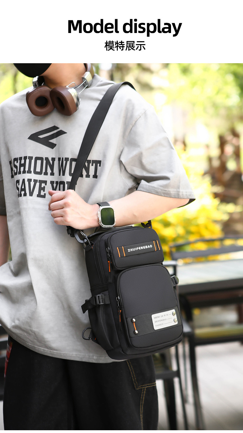 New fashionable men's chest bag, multi-functional dual-purpose backpack, simple small backpack, outdoor single-shoulder travel crossbody bag undefined