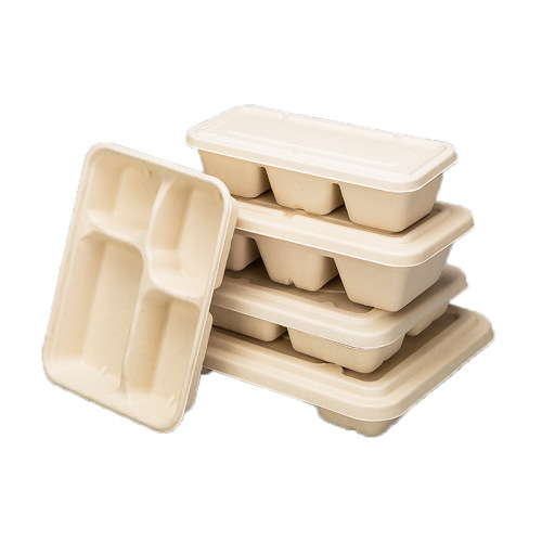 Disposable four-compartment lunch box, pulp divided lunch box, three-compartment, five-compartment and six-compartment lunch box, biodegradable tableware and plate