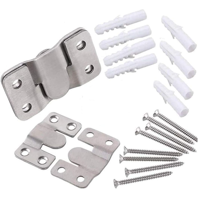 Embedded bracket headboard wall mounting hardware large picture hook-mirror stainless steel interlocking Z-shaped clip
