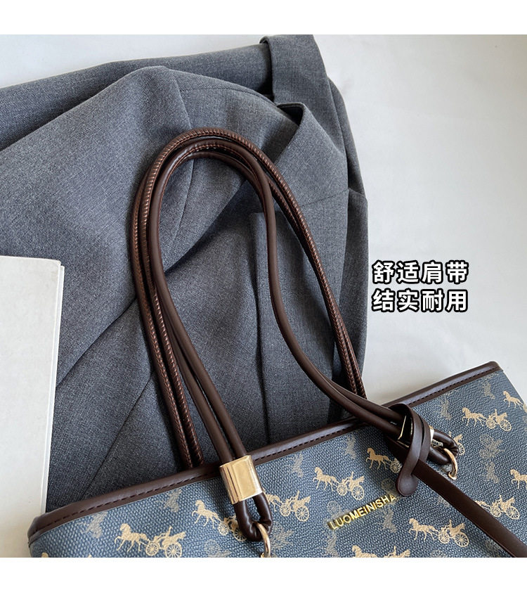 Túi tote nữ cỡ lớn đeo vai đa năng phong cách thanh lịch — Màu hồng, Màu trắng be, Màu xanh lam nhạt, Màu xanh đậm chi tiết 7