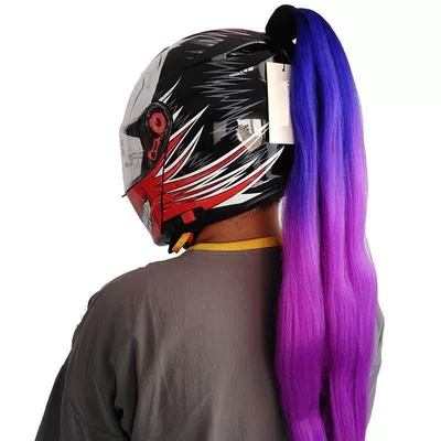 Motorcycle Helmet Decoration Ponytail – Motosiklet dəbilqələri - blue-purple-gradient-color