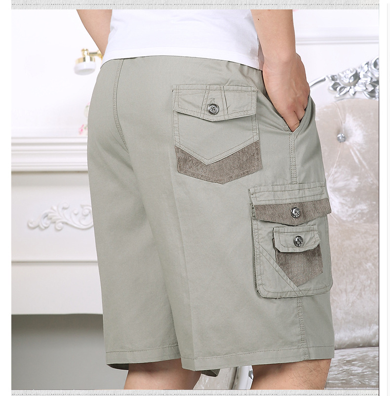 Algodón de trabajo de bolsillo bordado pantalones cortos para hombres verano delgados pantalones largos pantalones casuales