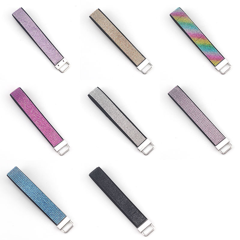 Cross-Border Popular Metal Buckle Diamond-Encrusted Leather Strap Keychain Wrist Strap Accessory Car Key