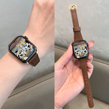 适用Apple苹果iWatchS10Ultra9代87654321手表带细款真皮小蛮腰女