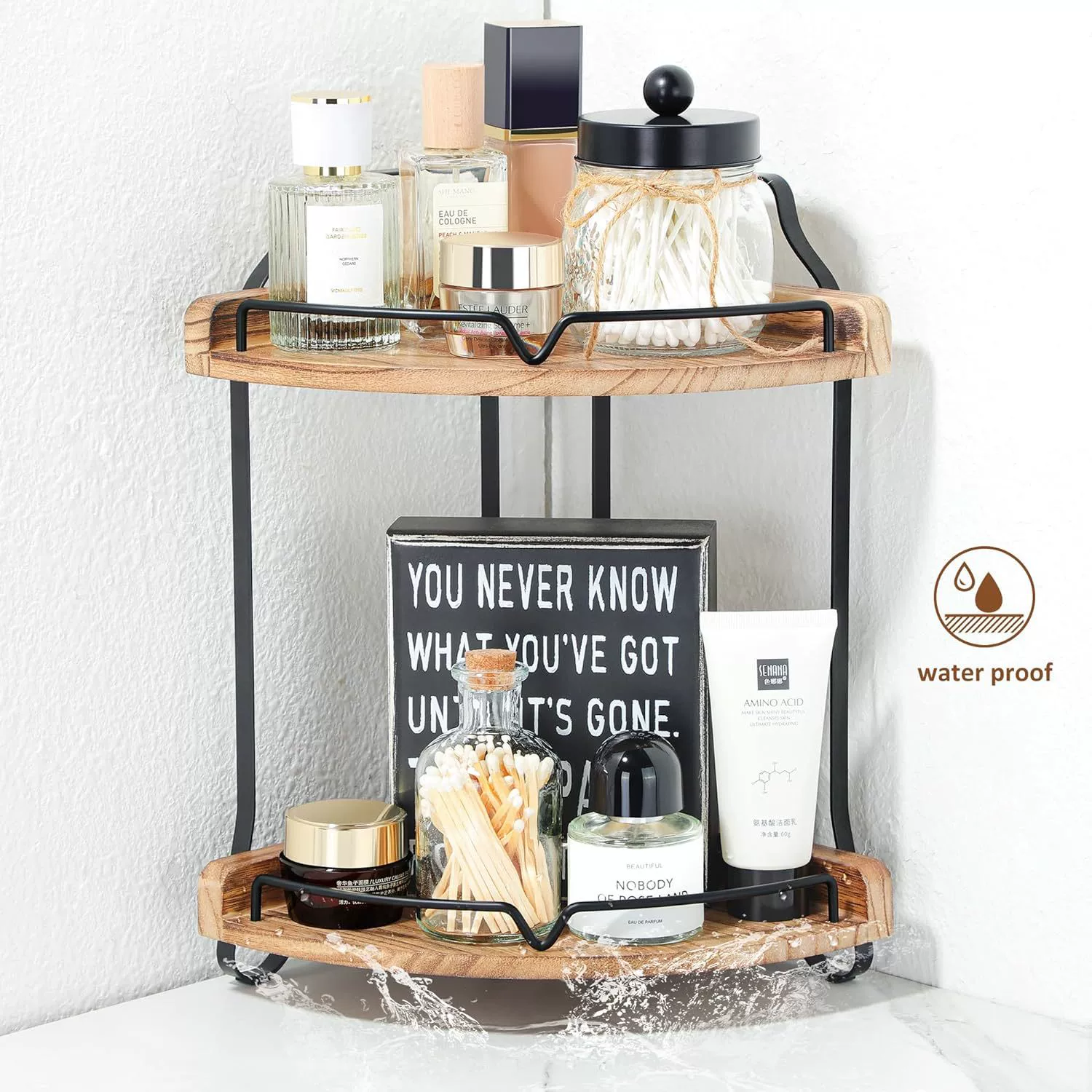 Деревянная стойка для хранения 2-слойная стойка для организации столешницы для ванной угловая столешница для ванной комнаты туалетный столик стеллаж для хранения косметики