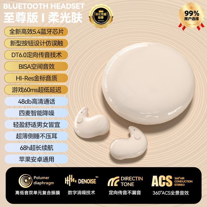 2025睡眠蓝牙耳机超薄无痛新款侧睡舒适降噪迷你适用苹果华为|undefined