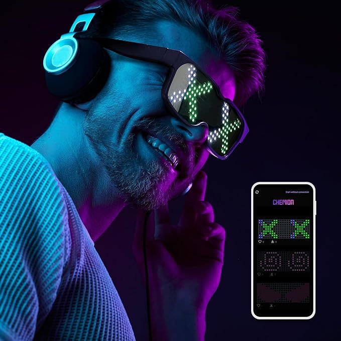 Animación de pantalla LED gafas luminosas tema bar fiesta LED flash gafas APP tecnología gafas a todo color