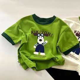 夏季新款纯棉中小童男童女童短袖T恤儿童宝宝可爱洋气半袖上衣ins