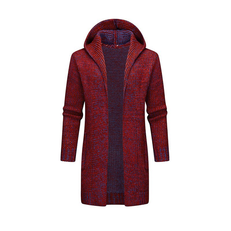 Aliexpress con capuz largo otoño nuevo suéter casual de hombre chaqueta simple cardigan con capuz camiseta de punto hombre