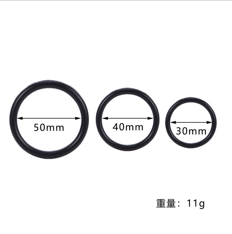 Silicone Triple Lock Ring Delay Ring for Men, Black Non-Vibrating Cock Ring — detail image 3