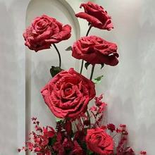 婚庆巨型立体玫瑰纸花艺婚礼大玫瑰道具美陈摆件网红橱窗布置装饰