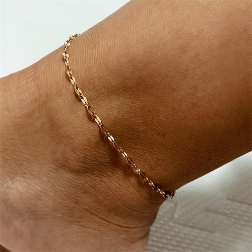 eManco Women's Stainless Steel Anklet Lace Chain Anklet Simple Gold Plated Anklet Foot Accessories Wholesale