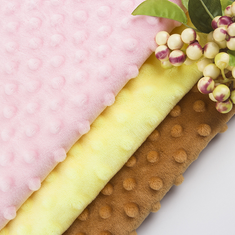 水晶超柔压泡绒布 超柔婴童毛毯玩具家纺面料 压花豆豆绒布料现货
